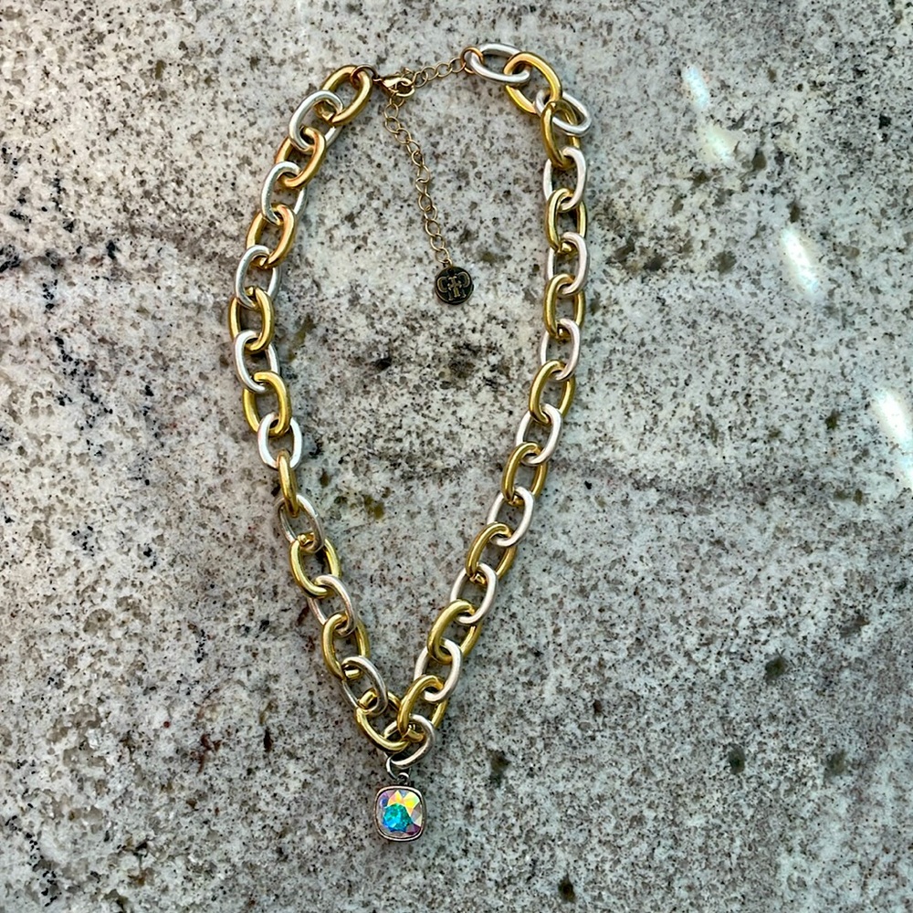 Pink Panache Chunky Gold Necklace - Two Toned